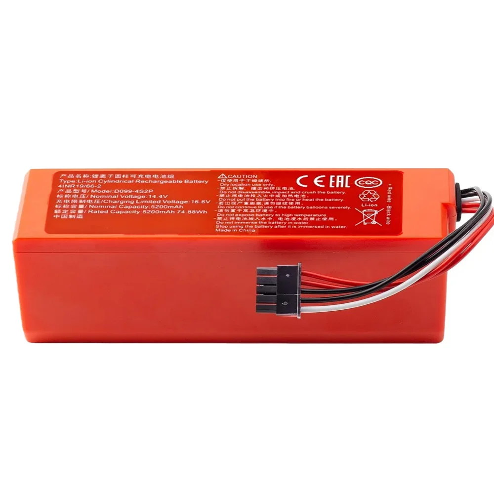 

14.4V 5200mAh Li-ion Sweeper Replacement Battery Pack For Xiaomi 2 2pro Xiaomi Mop MJSTS MJSTS1 MJST1S Robot Vacuum Cleane.