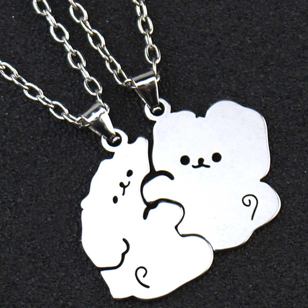 1pair Cute Puppy Hugging Necklace Boyfriend Girlfriend Gift Couple Jewelry Gift