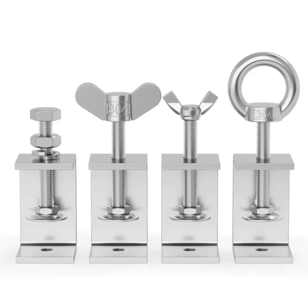 1Pcs 304 Stainless Steel C-Type Tiger Clamp ID 20-130mm Adjustable Square Pipe Fixed Holder Clip Multiple Shapes