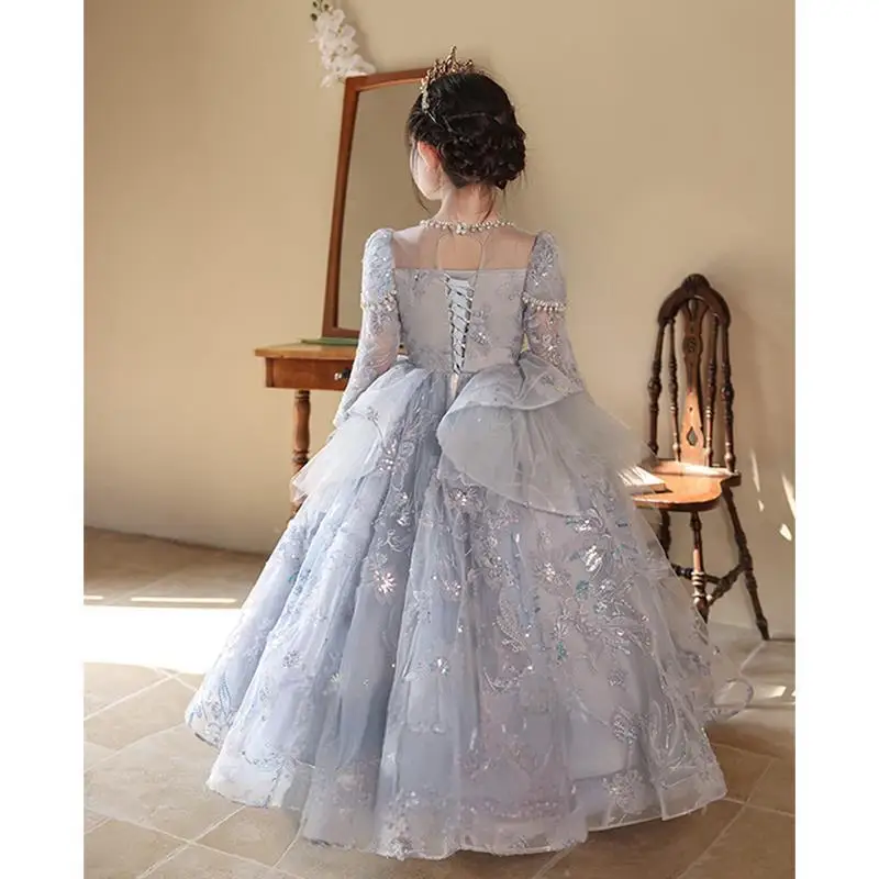 Children's Evening Dress Skirt Light Luxury Niche High-end Princess Dress Host Performance Dress Piano Performance Sense of Soph