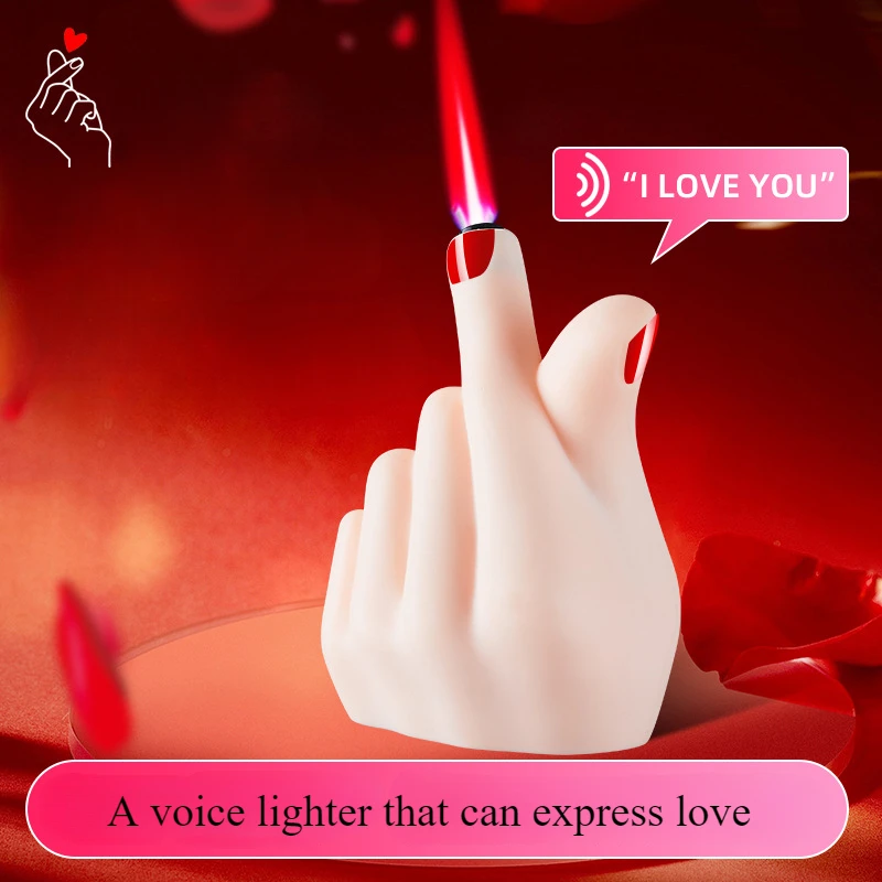 

Love Gesture Lighter, Talking Metal Lighter, Windproof Pink Flame Lighter, Smoking Accessories, Couple Gift，Interesting Lighters