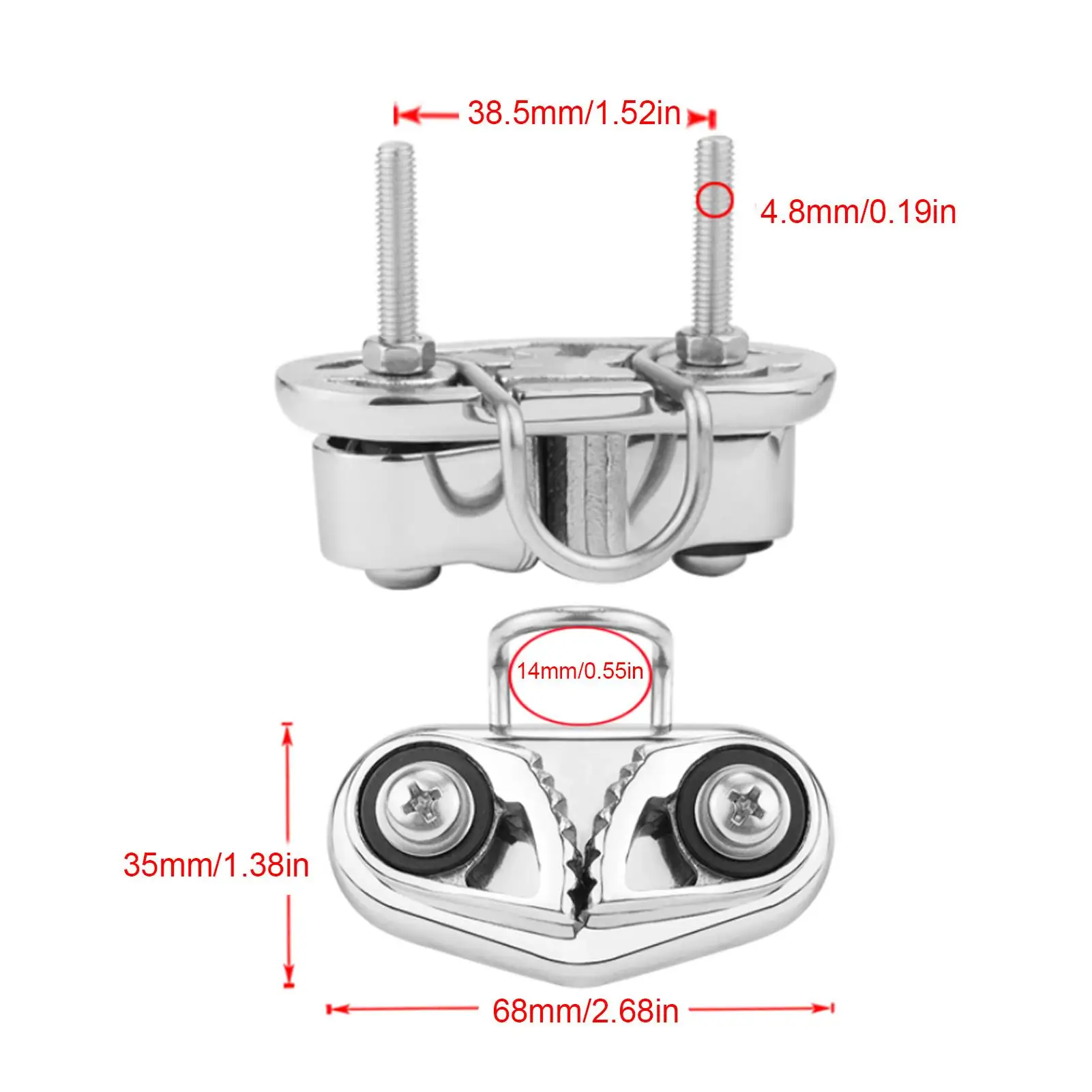 Boat Cam Cleat Durability Fast Entry Cam Cleat Stainless Steel with Wire Leading for 10mm Rope