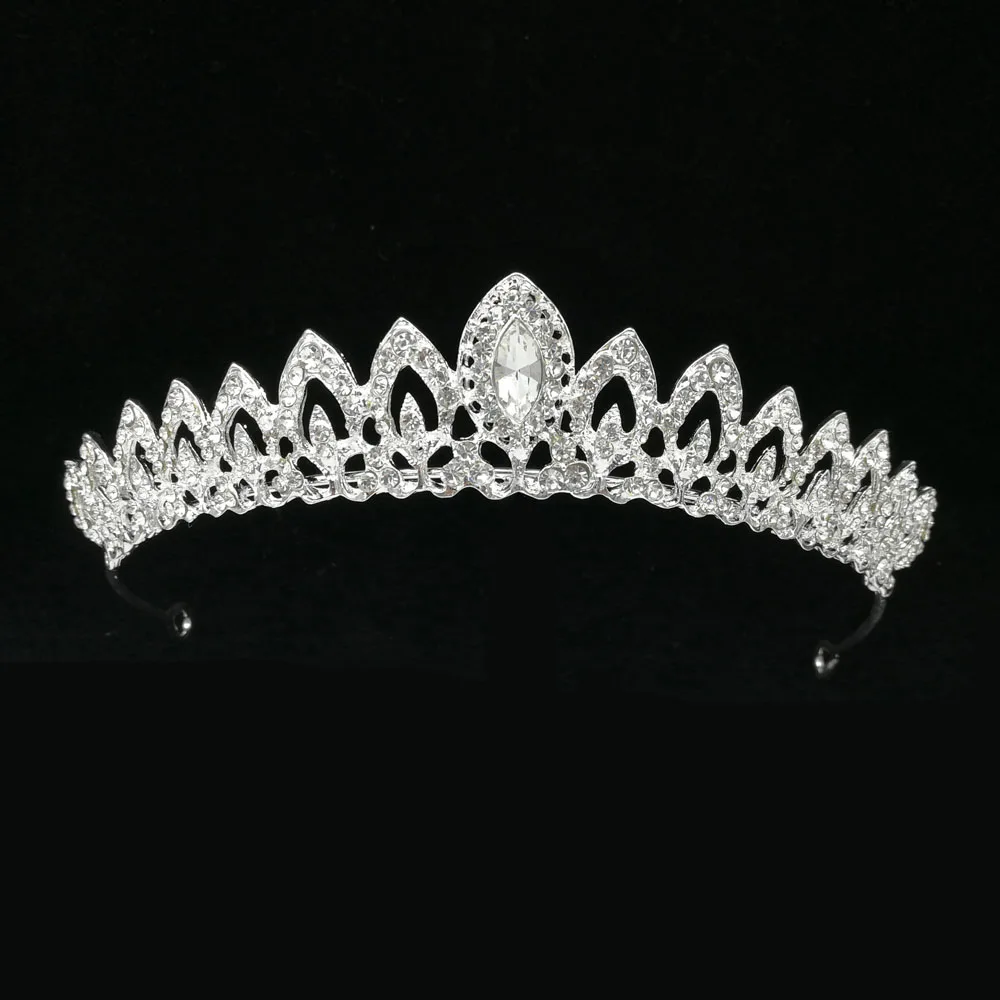 Wedding Jewelry Women Crystal Alloy Headband Silver Color Bridal Tiara Hair Crown Headwear Ornaments