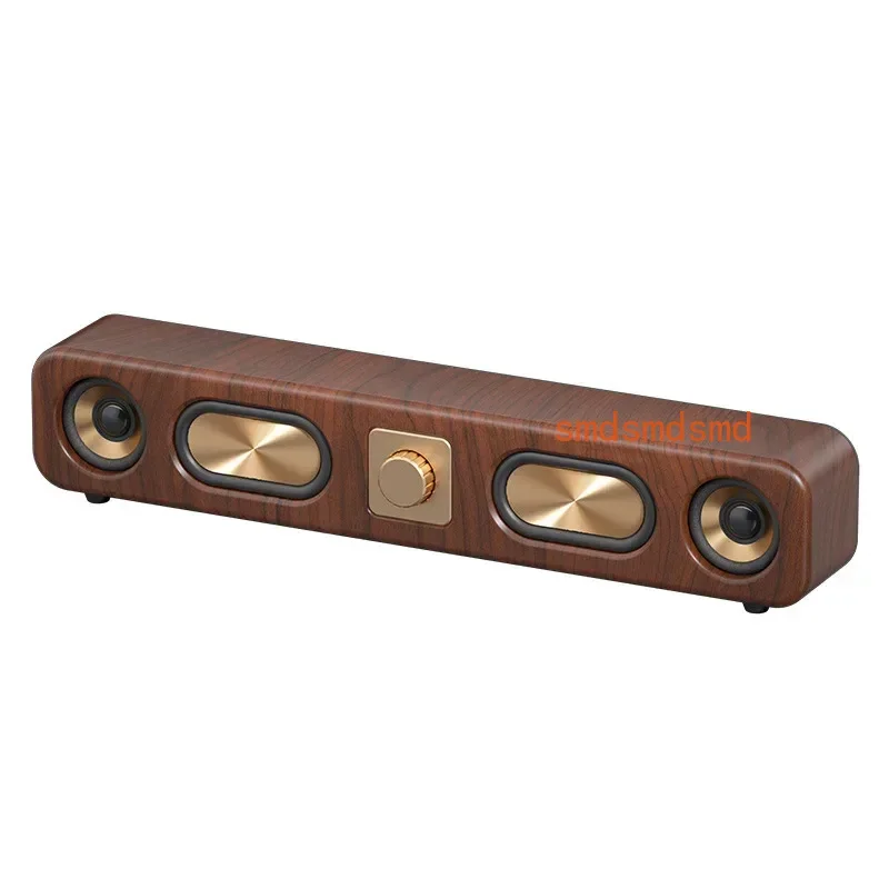 Portable Retro Wooden Long Strip Bookshelf  With 4 Loudspeaker Wireless Sound Bar Speakers Stereo Surround Car Blutooth Audio