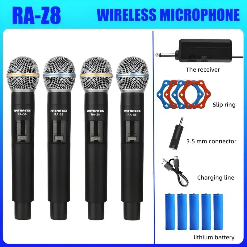 

RAYHAYES RA-Z8 Professional Cardioid Dynamic Mic Micphone UHF Handheld Wireless Microphone With Receiver For Party Karaoke