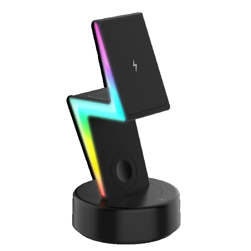 Gadgets Desk RGB Night Lamp Multi-function 15W Wireless Charger Wireless Phone Charger Alarm Clock