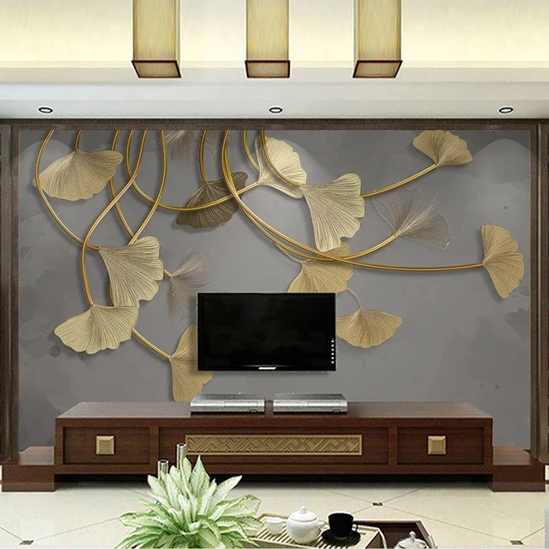 Custom 3D Photo Luxury Golden Embossed Leaf Fresco Study Room Living Sofa TV Background Non-Woven Wallpaper Mural Home Décor Art