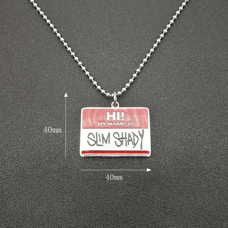 Eminem Man Titaniumsteel Ball Chain Necklace Fashion 2021 Hip Hop Rock Jewelry Square Slim Shady Pendant Drop Shipping No Fade