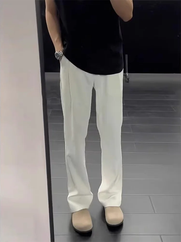 

Cleanfit Island White Ice Silk Men's Summer Slim Fit Pants Casual Trousers Vibe Bell Bot Knife Straight Leg Jeans