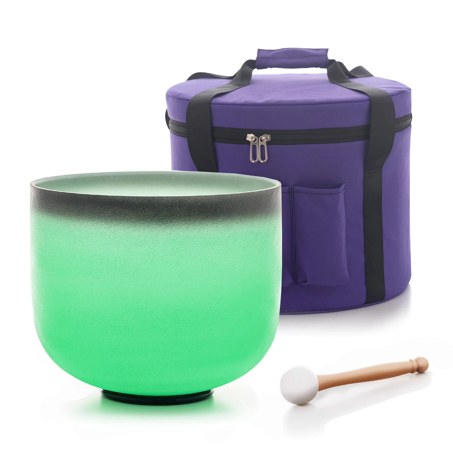 وعاء الموسيقى الكريستالي Hye-eun 440hz/432hz F Note Heart Chakra باللون الأخضر مقاس 9 بوصة مع مطرقة مطاطية، حلقة دائرية لبطانة الطاقة