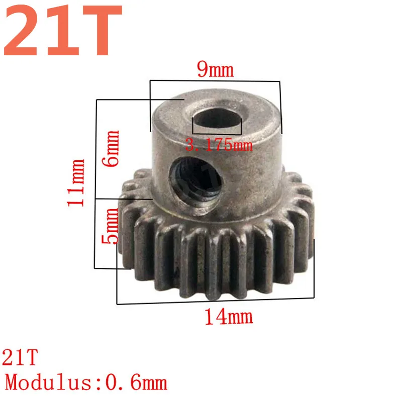 Engrenagem de motor de metal 2 tamanhos 21t 11181 hsp peças sobressalentes atualização pinhão com parafuso para traxxas himoto redcat hpi 1/10 modelo rc carro al