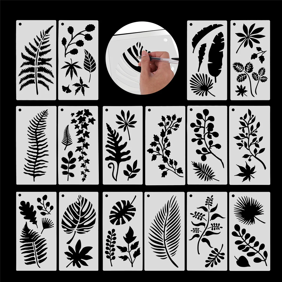 16 Pieces Leaves Stencil Reusable Sheet Painting Stencil Sheet Wall Stencil Leaf Pattern Template Tropical Leaf Reusable