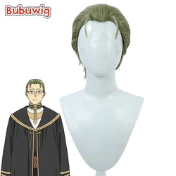 Bubuwig Synthetic Hair Heiter Cosplay Wigs Sousou no Frieren Heiter 27cm Short Straight Green Men Cos Wig Heat Resistant