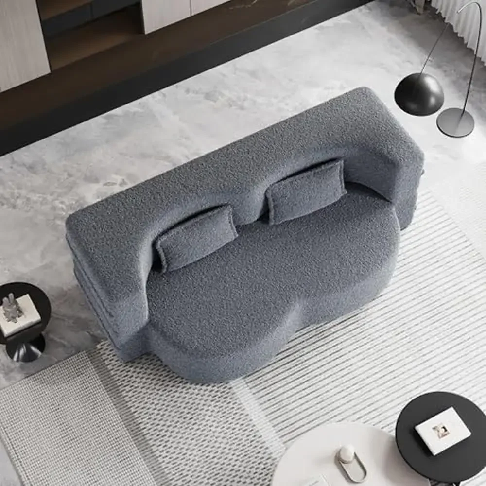 Sofá cama Convertible con 2 almohadas para sala de estar, cama moderna con relleno de espuma de tela de peluche, colchón plegable de tamaño completo de 15 pulgadas