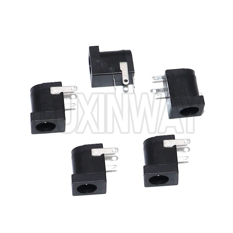 10pcs DC-005 Black DC Power Jack Socket 5.5x2.1mm DC Connectors Supply Barrel-Type Right Angle PCB Mount Terminal