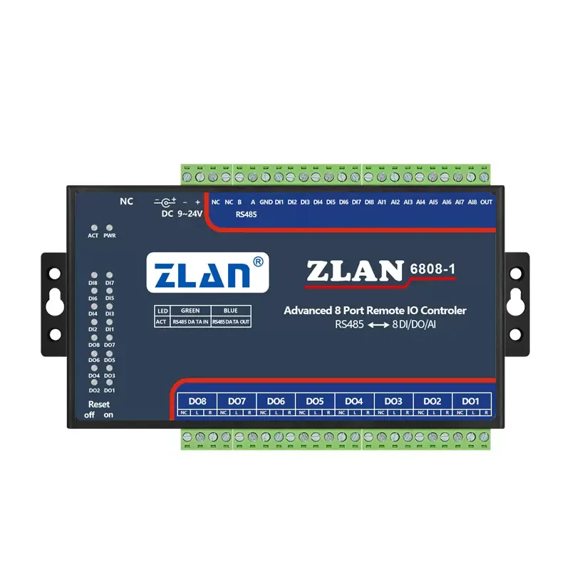 

8 channels DI DO AI RS485 Modbus RTU I/ O Module Remote IO Controller A/D collector ZLAN6808-1