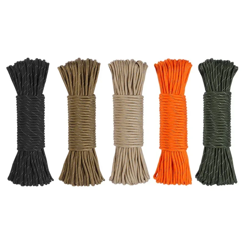 31m Extended 15 Core Outdoor Load Bearing Parachute Traction Rope Bundle Rescue Mountaineering 6mm Tent Rope