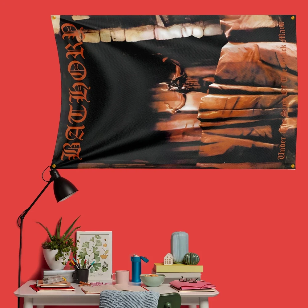 Bathory Inspired Rock Music Flag 3x5 FT 90x150cm Polyester Decorative Banner Tapestry For Music Fans Bedroom Wall Decoration