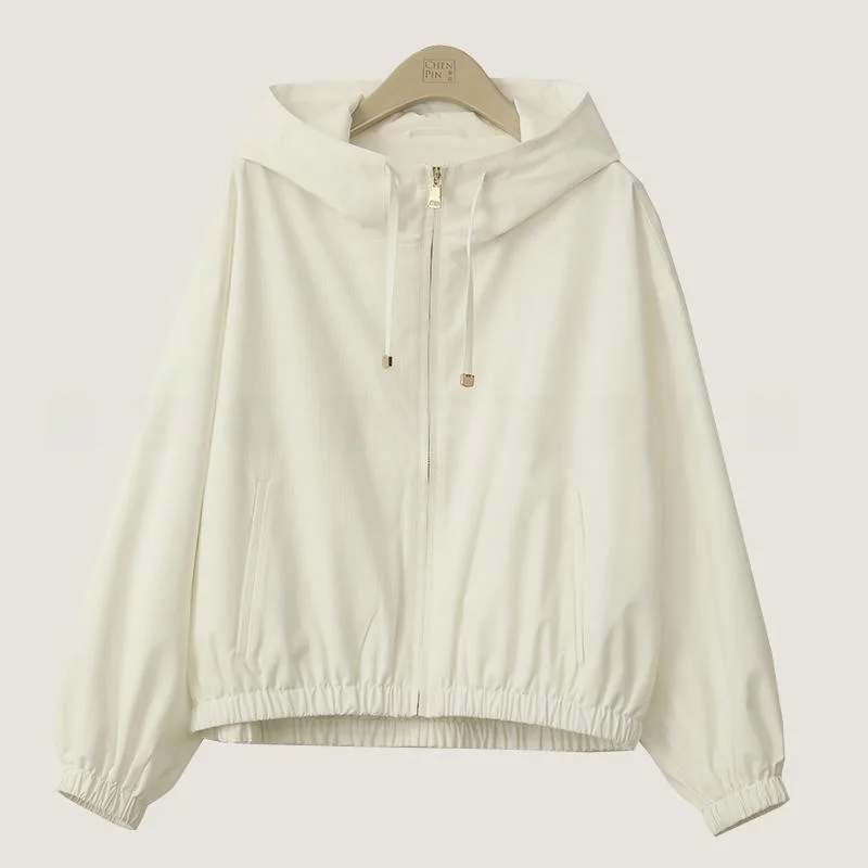 

Модная женская куртка с капюшоном для весны и осени, свободного кроя, повседневная, универсальная, для города, из полиэфирного волокна