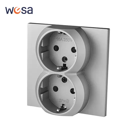 Skin Sensation AC Electrical Outlets With Ground Power Sockets EU Standard Flame Retardant 250V Paint Plastic Wall Embedded 250V