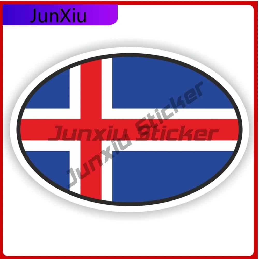 

Iceland Oval Sticker With Flag Scratch Cover Vinyl Decals Adventure Motorcycle Decals Sticker For Car Decoration Piece Accessori