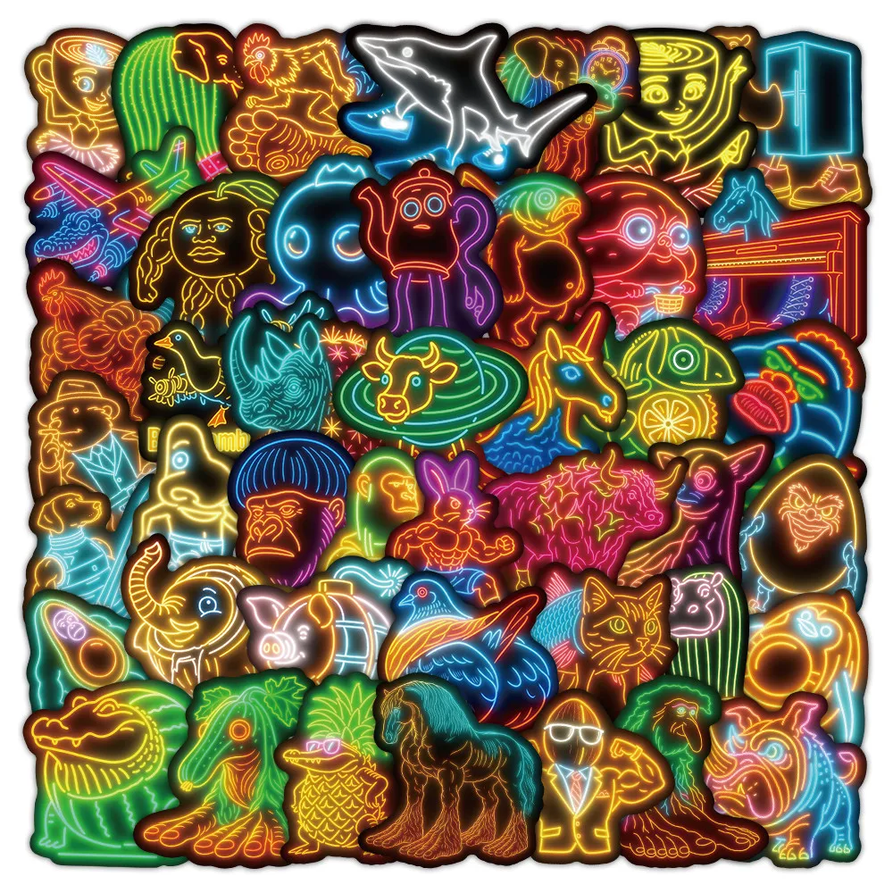 52PCS Classic of Mountains and Seas Neon Stickers - DIY Decor for Journal, Notebook & Craft Projects RecordingYourLife Store