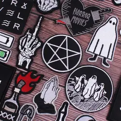 Punk Patch DIY Embroidery Patches for Clothing Stripes Badge Ghost Skull Patches for jacket Iron on Patch on Clothes Accessories