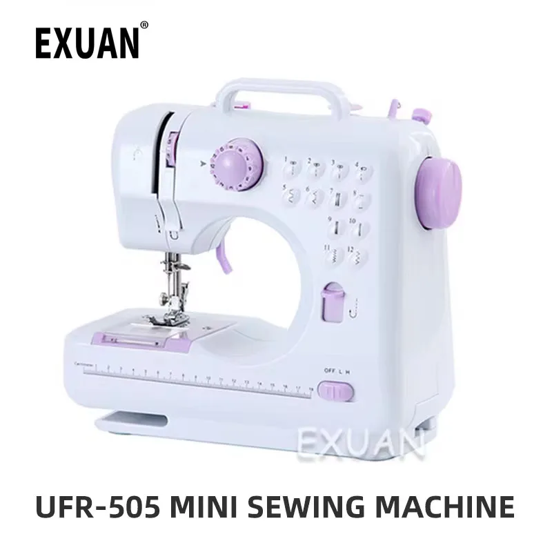 

Portable sewing machine mini electric household manual repair overlock sewing machine 12 needle presser foot pedal