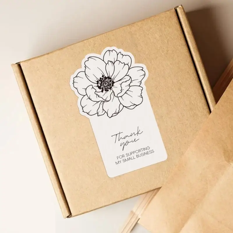 50pcs/pack Of Irregular Flower Rectangular Stickers For Small Business Gift Box Sealing Stickers Adhesive Packaging Stickers
