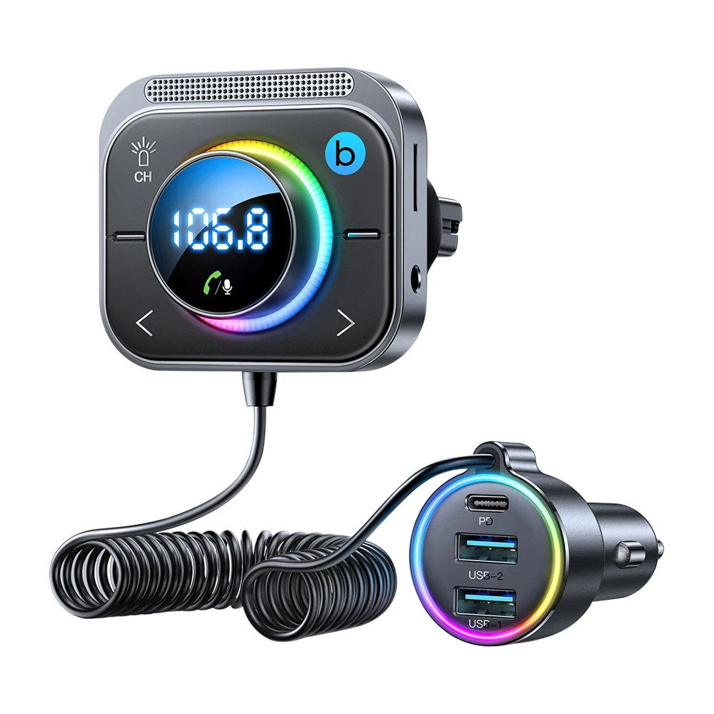 

New Bluetooth 5.3 FM/AUX Bluetooth Car Adapter Air Vent Installation & Bass Boost 3 Ports PD&QC 3.0 FM Bluetooth Car Transmitter