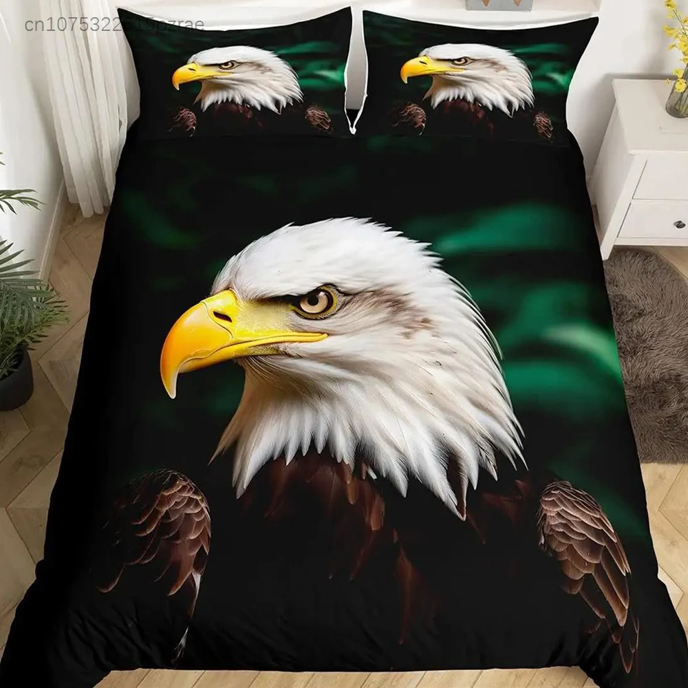 Eagle Duvet Cover Set Queen Size For Adults Animals Pattern Bedding Set Stylish Decorative Bird Comforter Cover