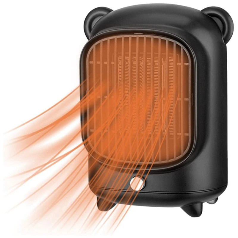 

500W PTC Quiet Ceramic Space Heater Fan Portable Electric Heaters EU Plug (Black)