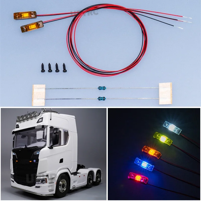 

LED The Width Light Warning Lamp for 1/14 Tamiya RC Truck SCANIA 770S R620 VOLVO BENZ Arocs MAN TGX LESU Car Accessories