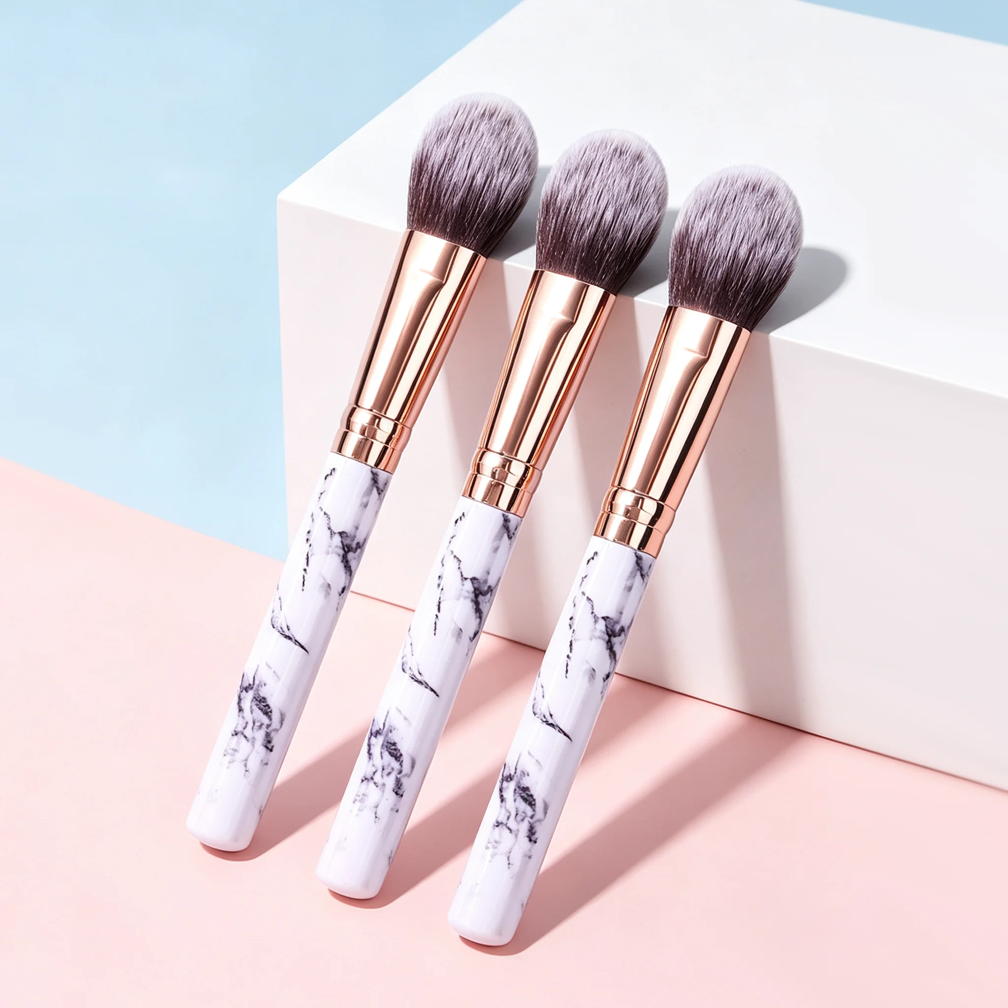 3Pcs Blush Brush Set,for Bronzer&Loose Powder,for Smooth Natural Glow Makeup,Essential Cosmetic Beauty Tools for Women&Beginners
