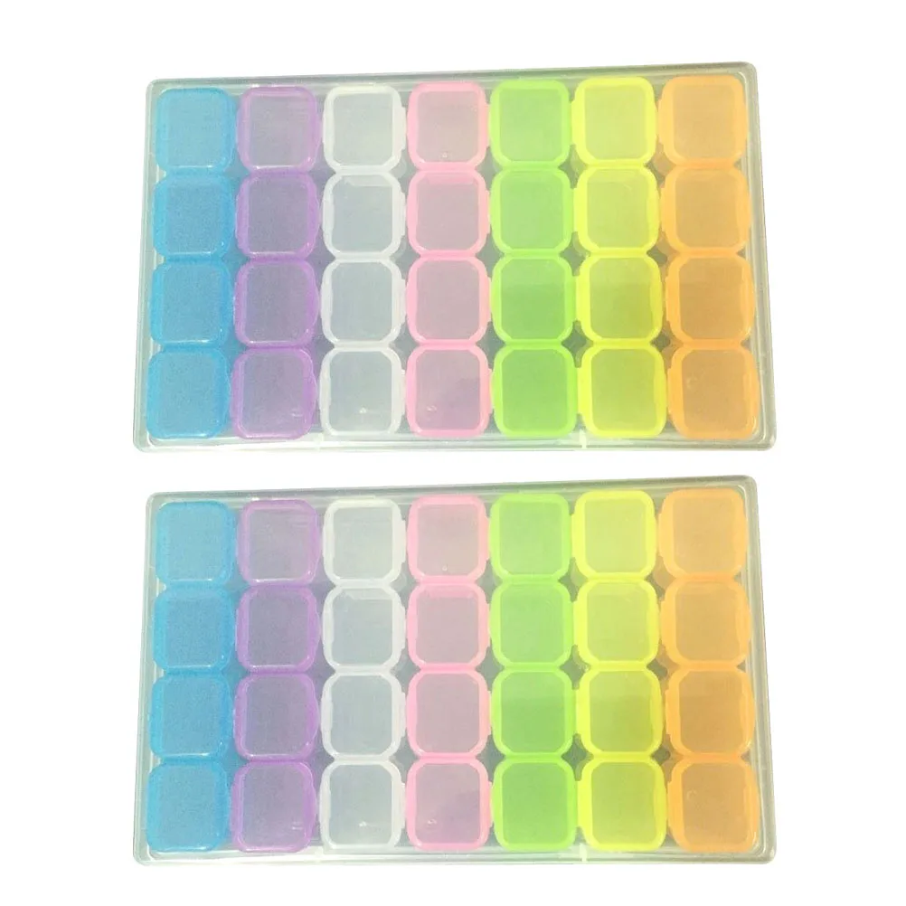 

2 Pcs Storage Box Jewelry Organizer Small Container Manicure Supplies Nail Supplies Storage Colorful 28 Grid