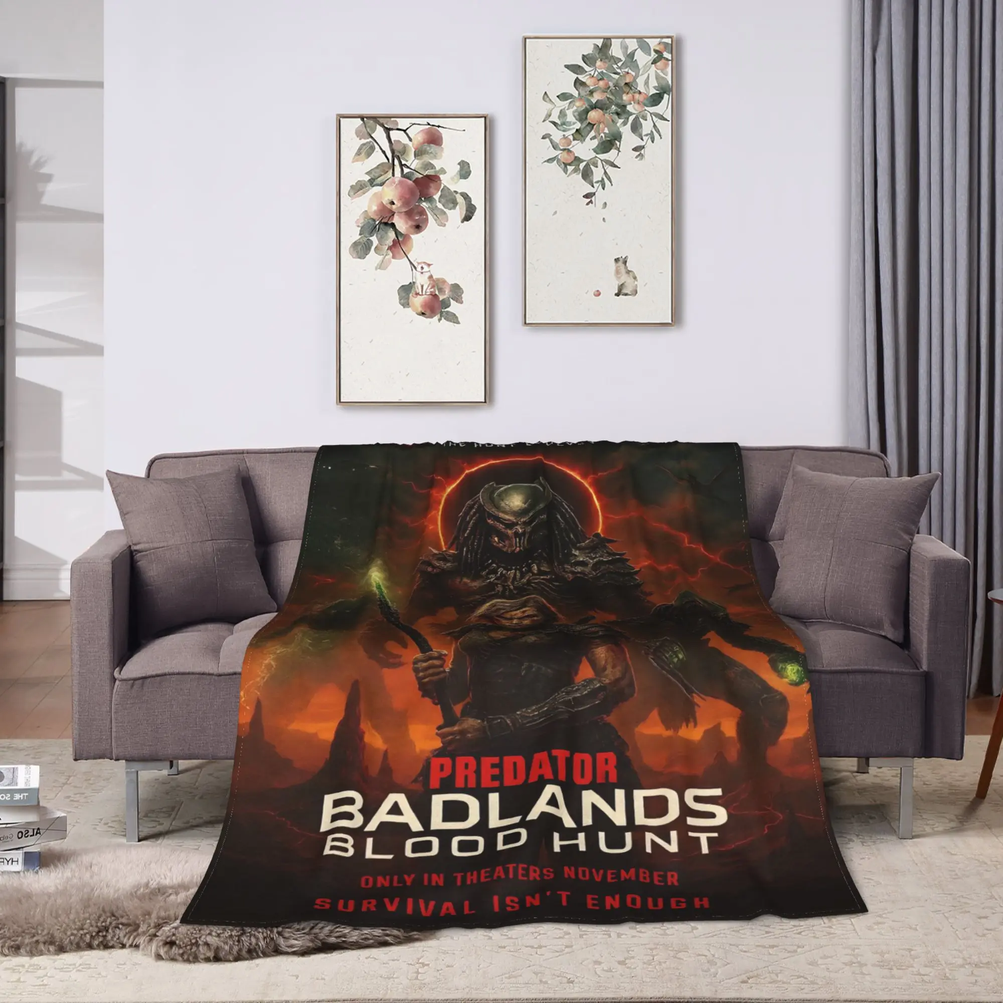Predator Badlands 2025 Movies Blanket  Warm Fluffy Plush Bedding Throws For Couch Chair Bed Picnic Flannel Bedspread Bed Cover