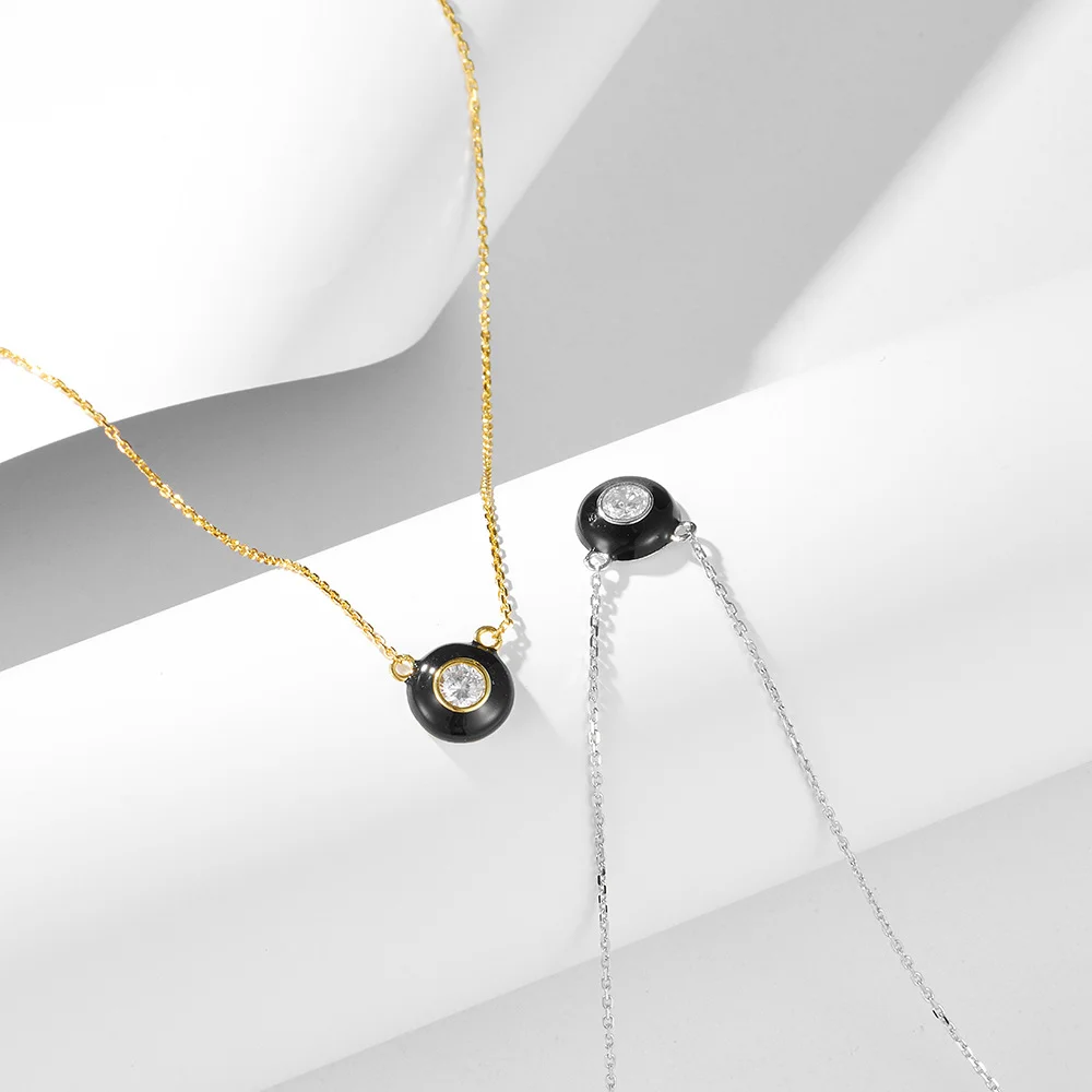 

Европейско-американское нишевое ожерелье из стерлингового серебра 925 пробы, круглый одинарный циркон с капельным маслом, цепочка на ключицу в стиле ретро INS для женщин