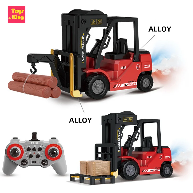 

2.4G 1/24 Remote Control Forklift Truck With Spray Lights 4CH Forklift Board Llifting Lowering Engineering Vehicle Kids Toys