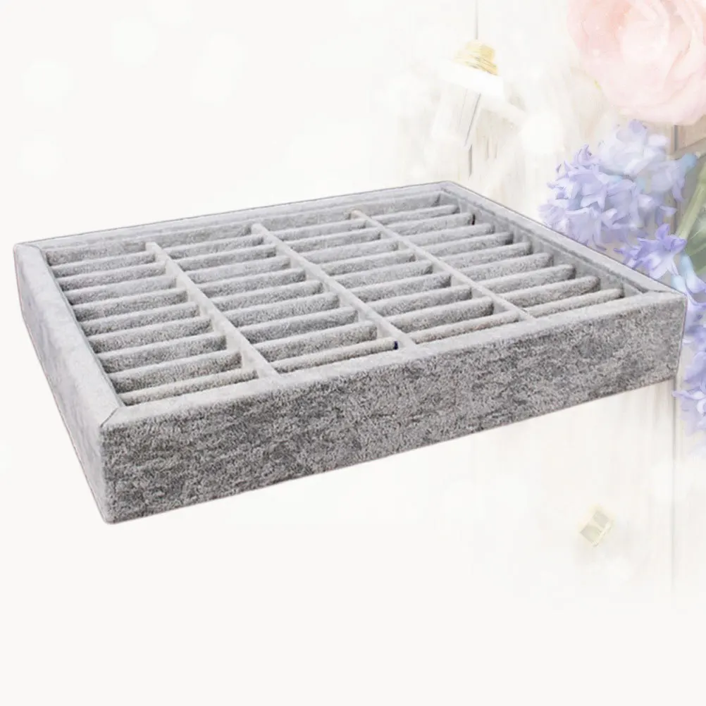 

4 Rows Grey Bracelet Trays Jewelry Display Rack Bangle Storage Holder Compact Organizer for Earrings and Necklaces Home Bathroom