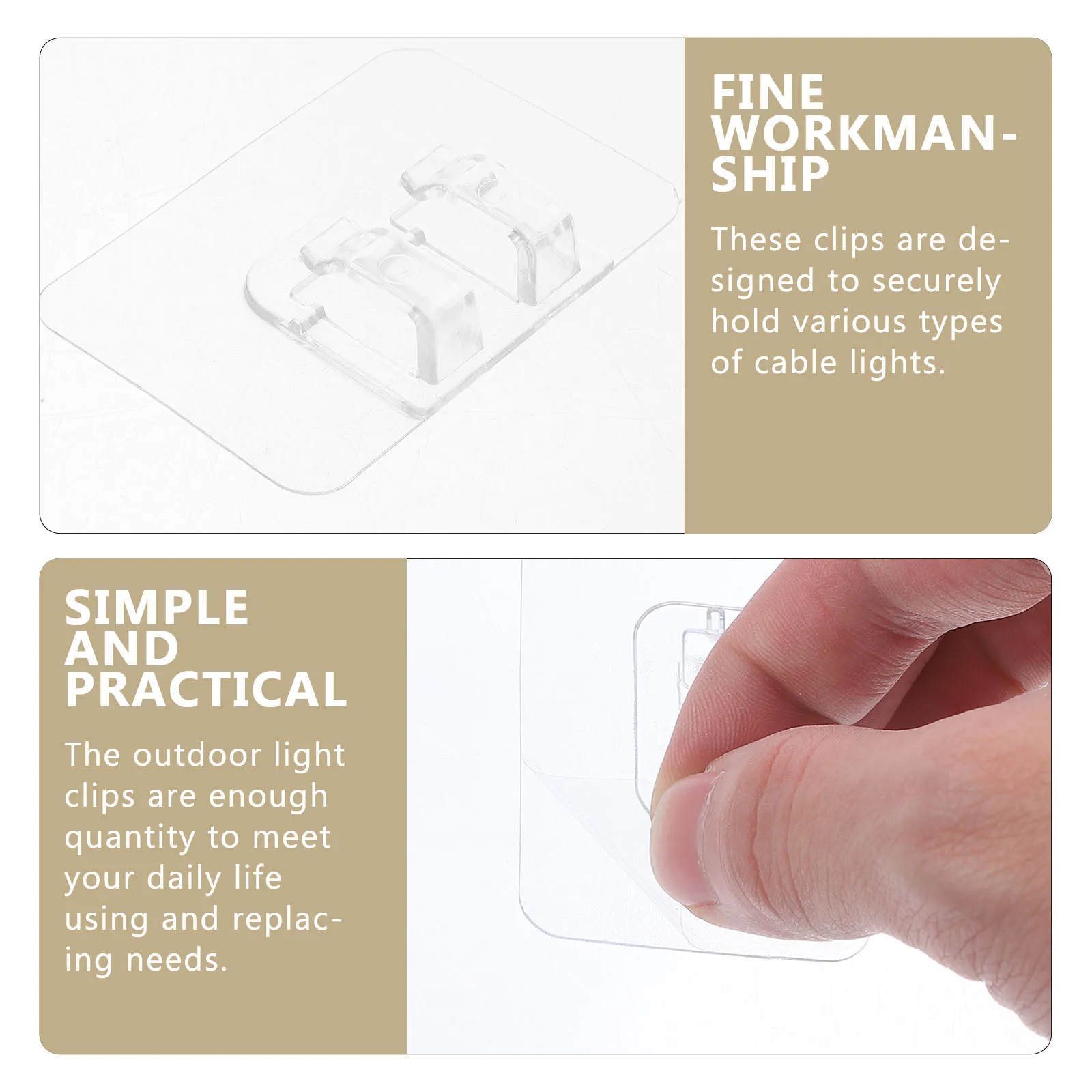 

50Pcs Outdoor Light Clips for String Lights Weatherproof Christmas Light Hangers Cable Fixtures Home Decor Hanging Clips Hook