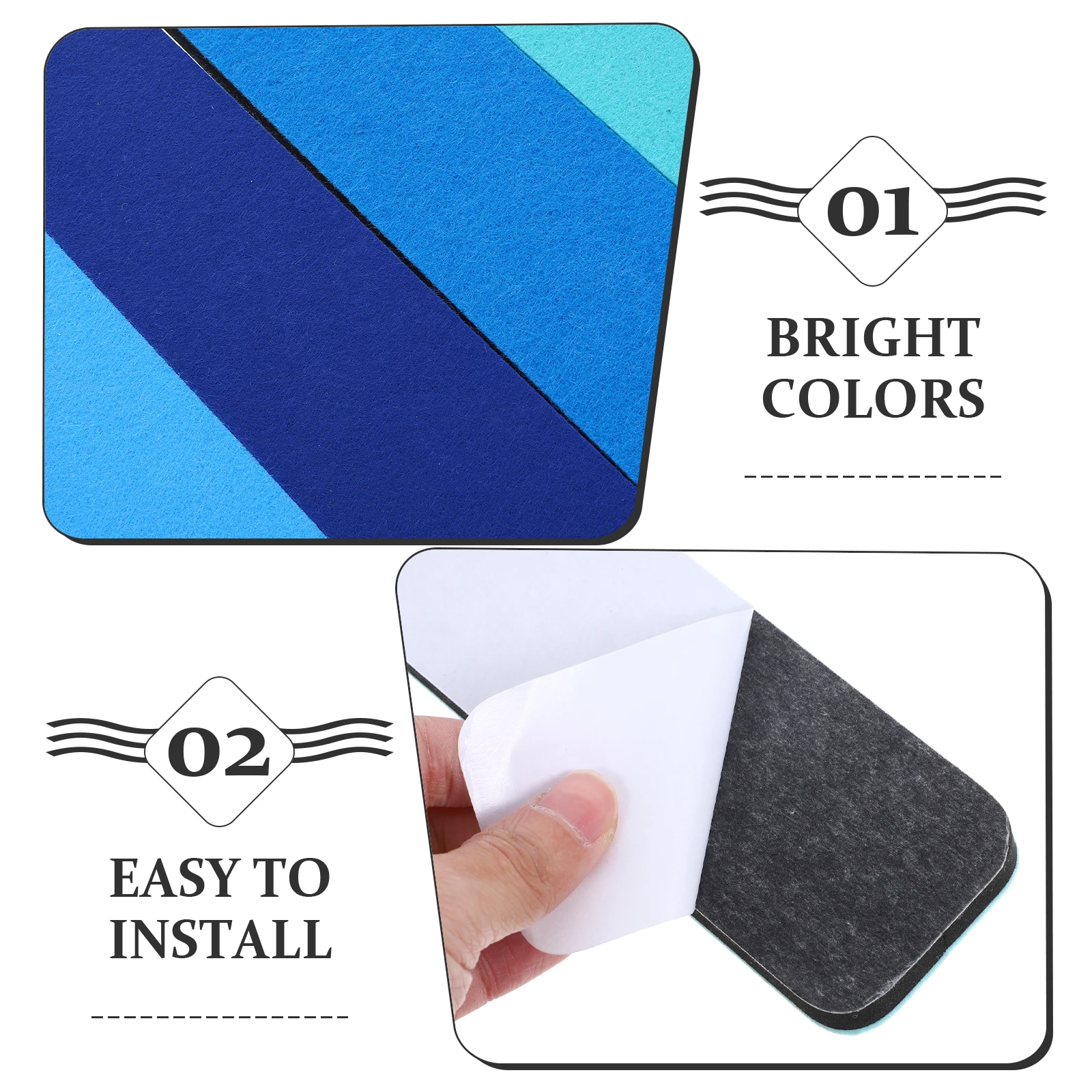 

6 Pcs Bulletin Board Felt Wall Strips Blue Gradient Memo Tiles Decor Boards for Home Office Classroom Pin Boards