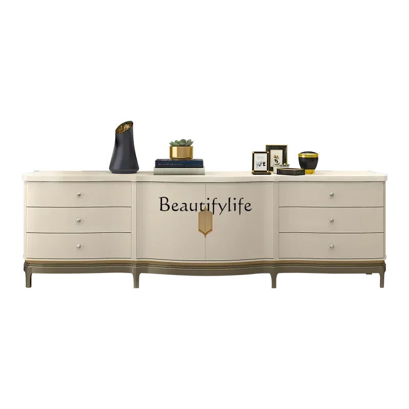 

Solid wood TV cabinet coffee table combination living room furniture American villa high-end audio-visual cabinet53