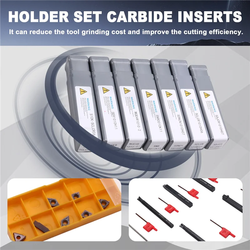 

AFOURT-держатели токарных инструментов, 7 шт., 12 мм хвостовик токарного станка, расточная оправка, набор держателей токарных инструментов с твердосплавными вставками