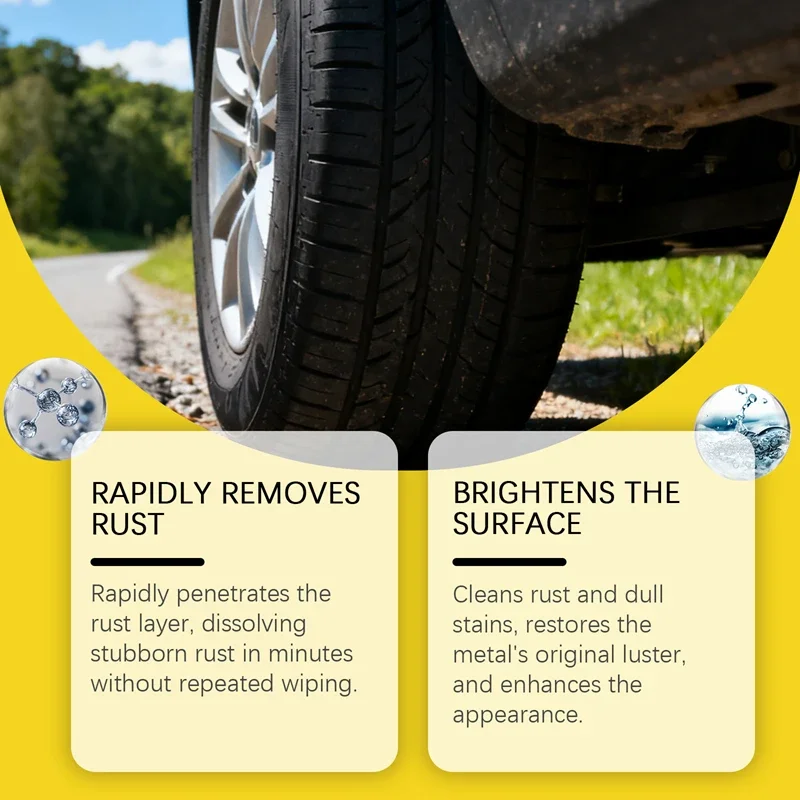 100ml Automotive Rust Remover Spray Instant Rust Brake Dust Cleaner for Car Wheels Brakes Daily Care Polishing Shine Protect