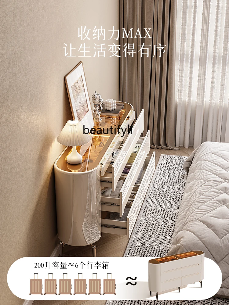 Ultra-Thin Chest of Drawers Bedroom Bed Front Cabinet Integrated Wall Storage with Lock Jewelry Storage Cabinet