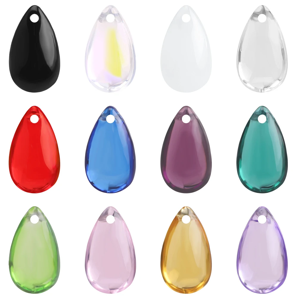 8x13MM 30pcs glass pendant smooth water drop horizontal hole gradually color diy earrings bracelet Necklace hair accessories