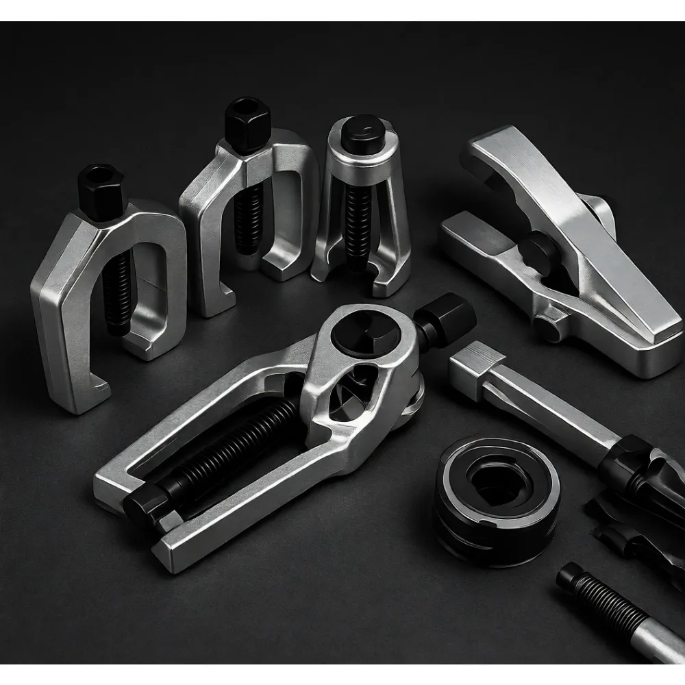 

Набор для обслуживания передней подвески из 5 предметов: съемник рулевого рычага, съемник шаровых опор, съемник рулевых тяг