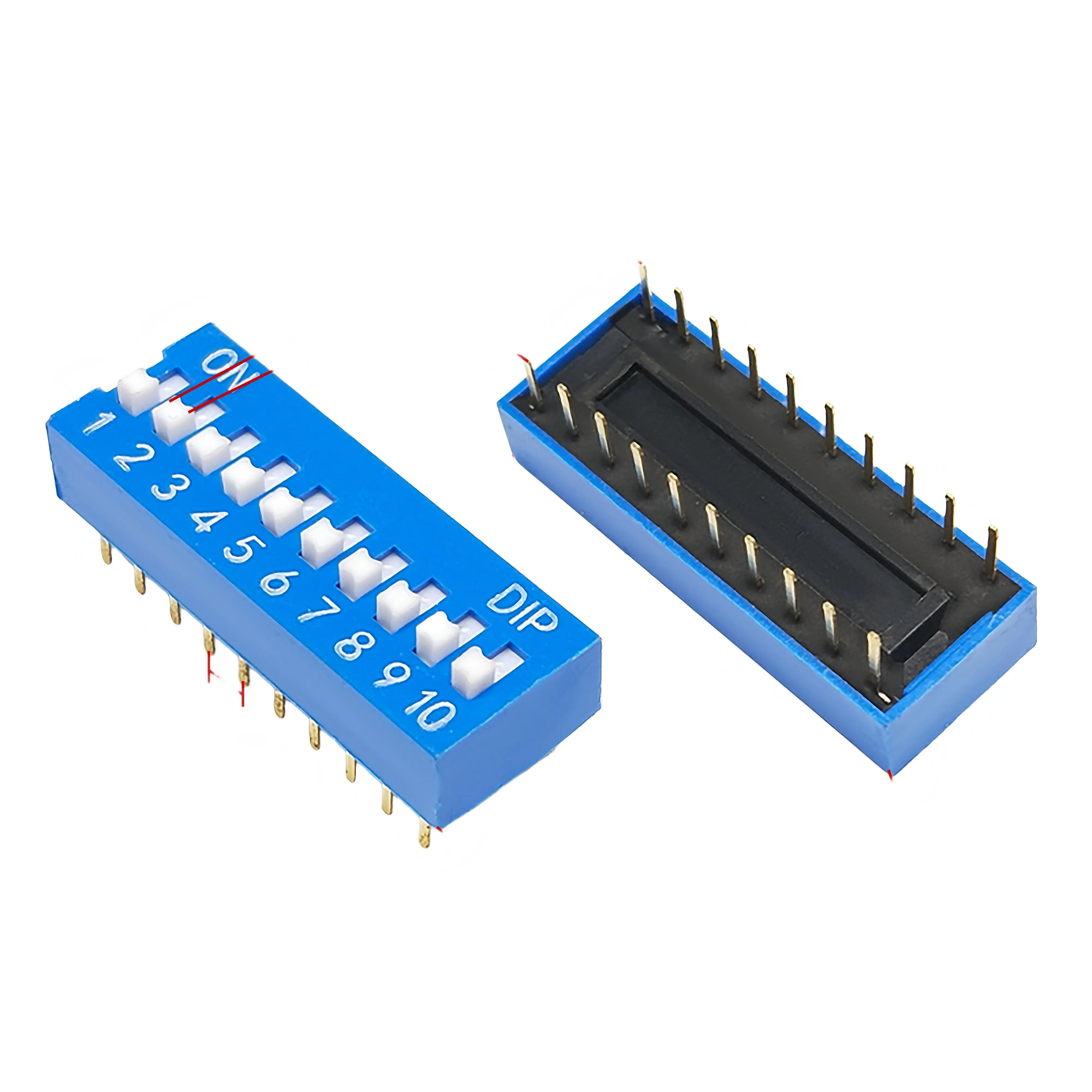 DSWB10LHGETB 2.54mm spacing 10-position direct insertion DIP/flat toggle switch blue 10