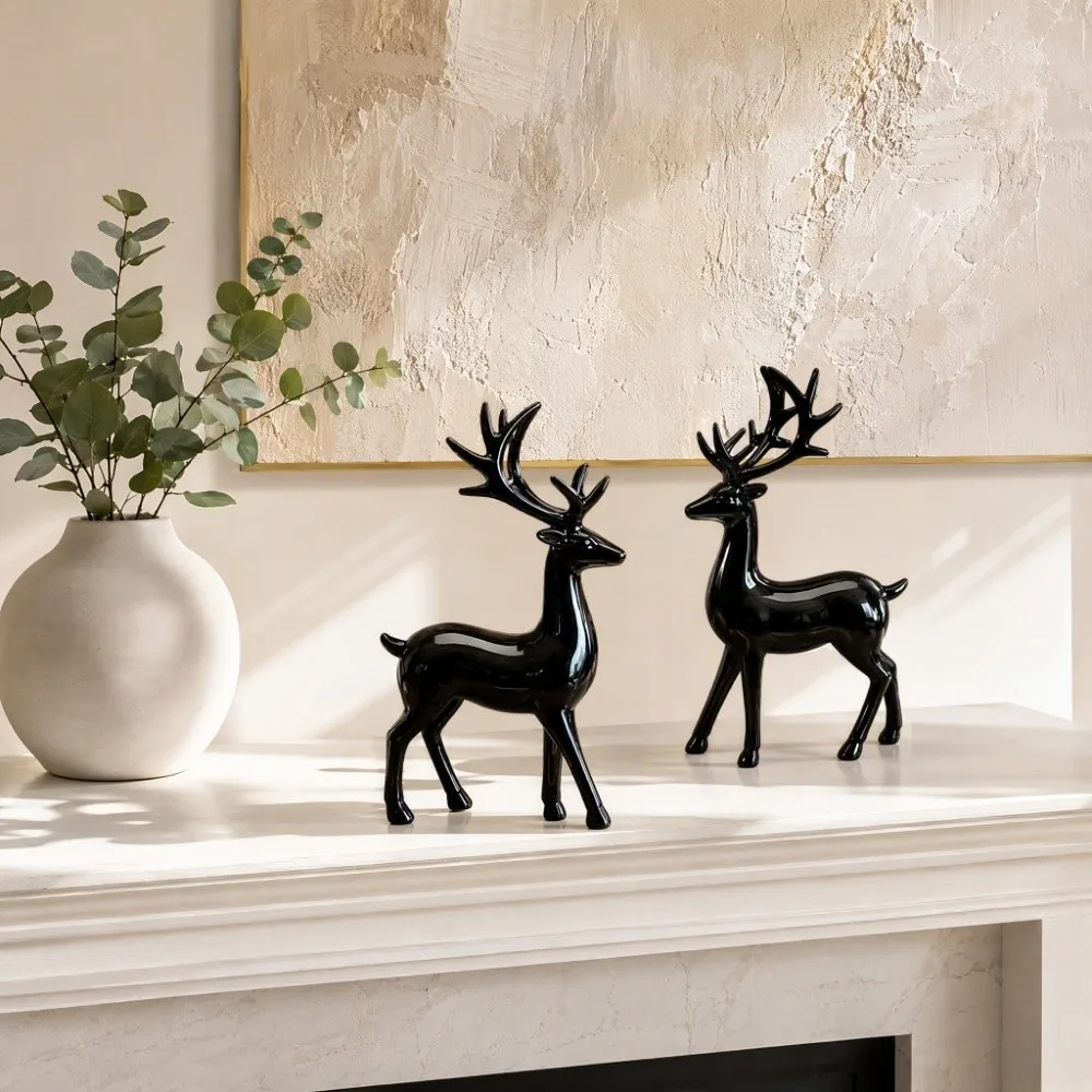 Creative Deer Desktop Ornament Modern Sitting/Standing Position Christmas Deer Statue Exquisite Durable Elk Figurine