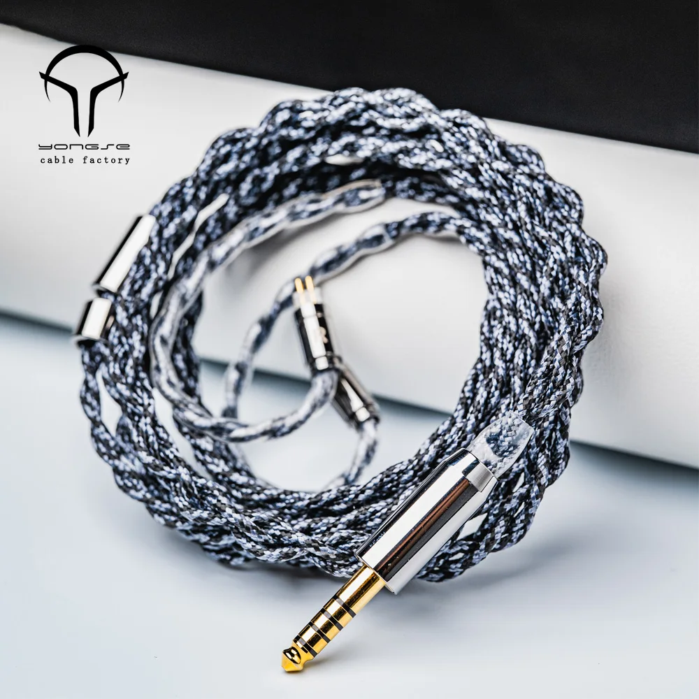 Yongse Venom nueva llegada alta pureza 4 hebras 6N auriculares de cobre cristal plateado Cable de actualización